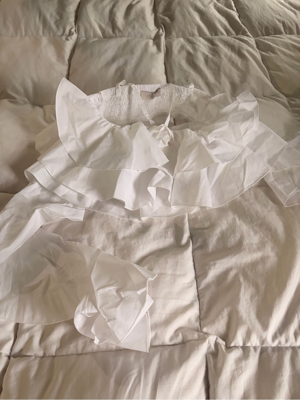 Motel Rocks White Smocked Strap Top